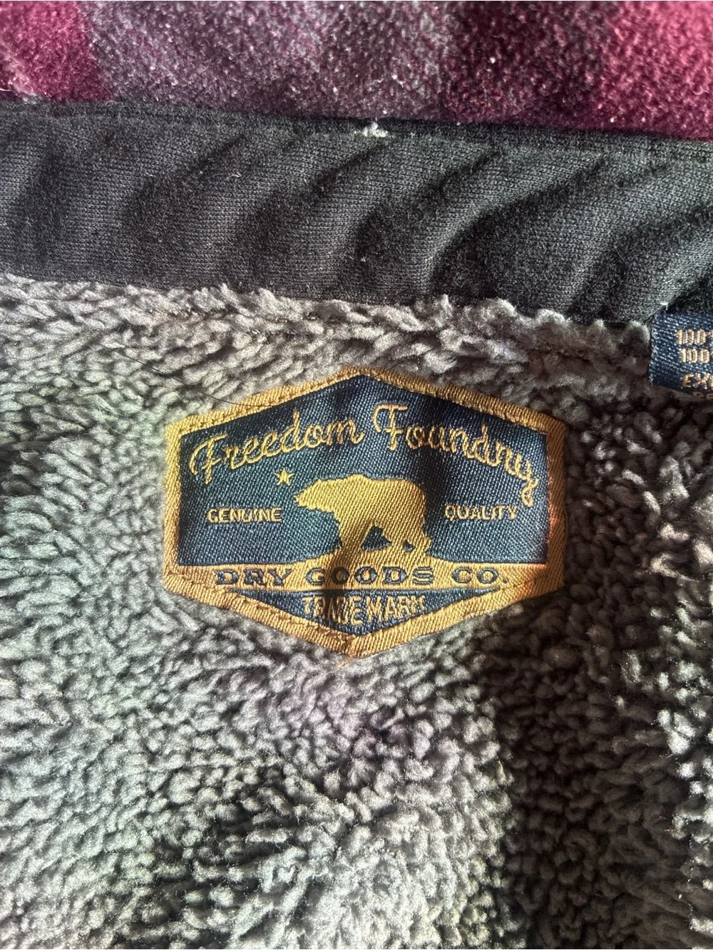 Plaid Sherpa-Lined Hooded Flannel Jacket - Gray & Burgundy